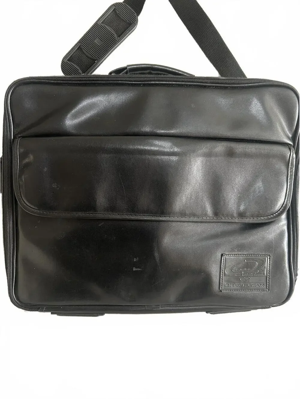 Vintage Office Gear C2 Black Faux Leather Laptop Briefcase Y2K Carrying Case